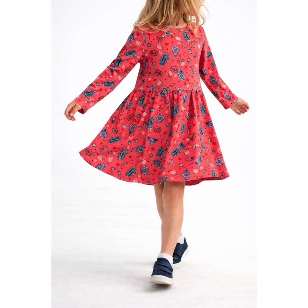 Star Wars Toddler Girl Dress 5T‎ Pink Droid Print Long Sleeve Skater Dress